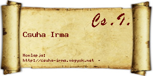 Csuha Irma névjegykártya
